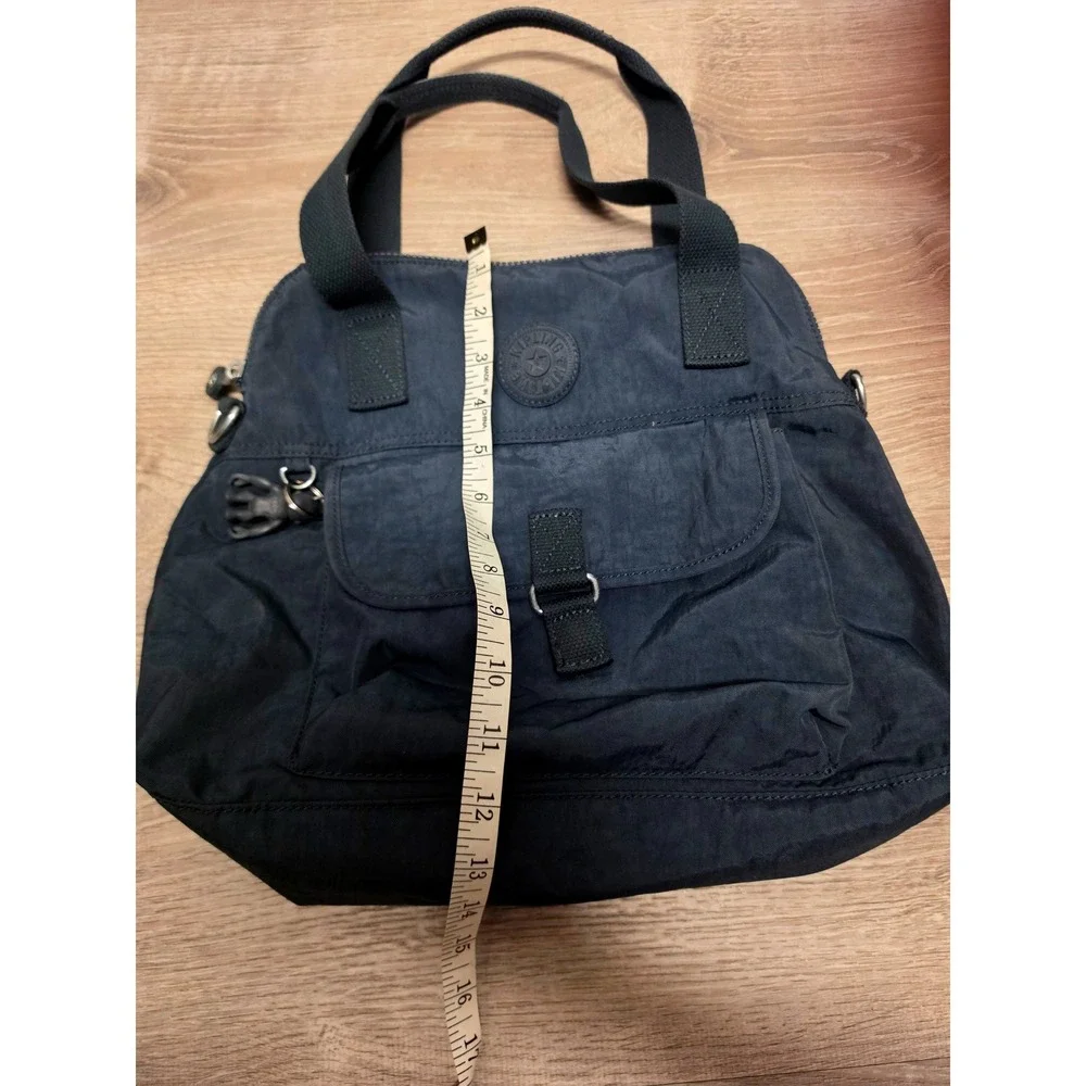 Kipling Defea Navy Blue Crinkle Nylon Handbag Satchel Monkey Keychain Messenger